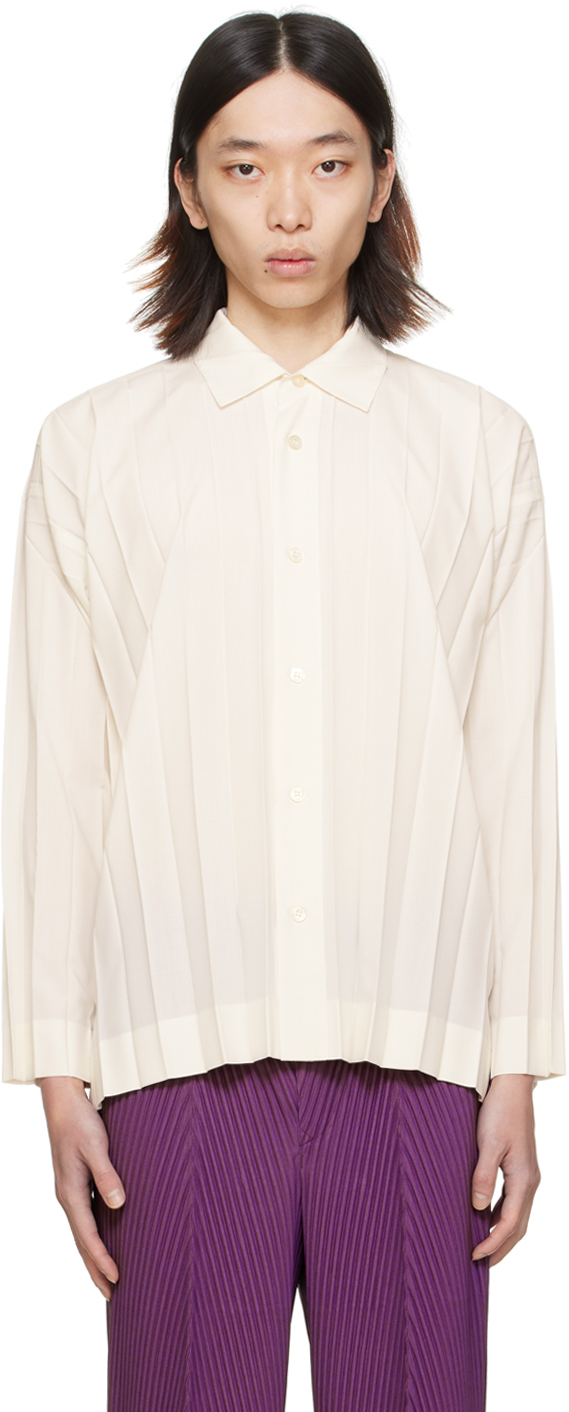 Shop Issey Miyake Off-white Edge Shirt In 01-white