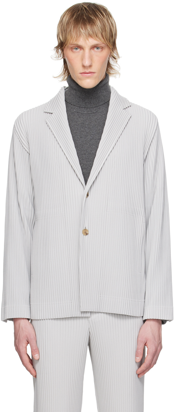 HOMME PLISSÉ ISSEY MIYAKE: Gray Basics Blazer | SSENSE