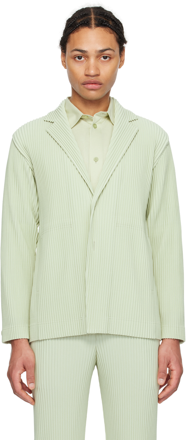 Shop Issey Miyake Green Tailored Pleats 1 Blazer In 61-light Jade Green
