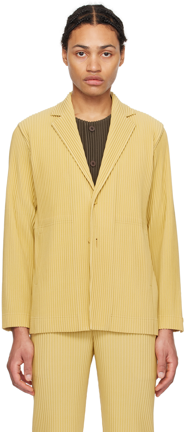 Shop Issey Miyake Yellow Tailored Pleats 1 Blazer In 51-mustard Yellow
