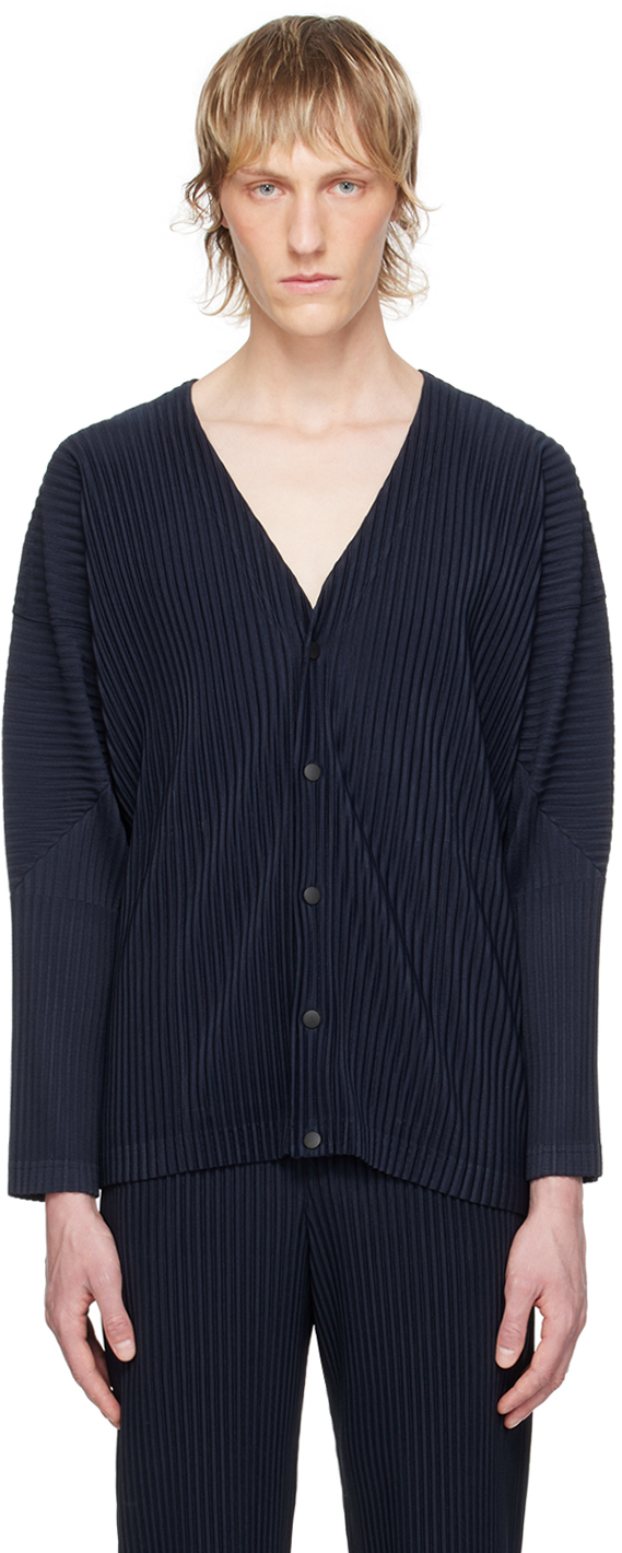 Shop Issey Miyake Navy Basics Cardigan In 75-navy