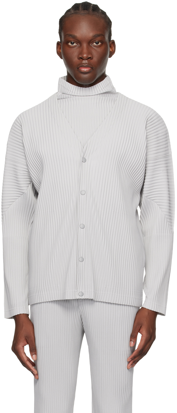 Shop Issey Miyake Gray Basics Cardigan In 11-light Gray