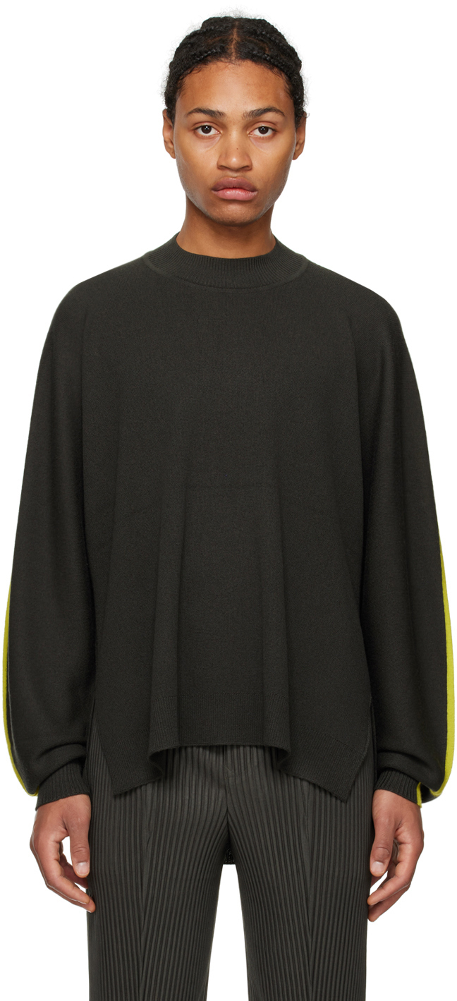 Issey Miyake Gray Framework Sweater In 15-black
