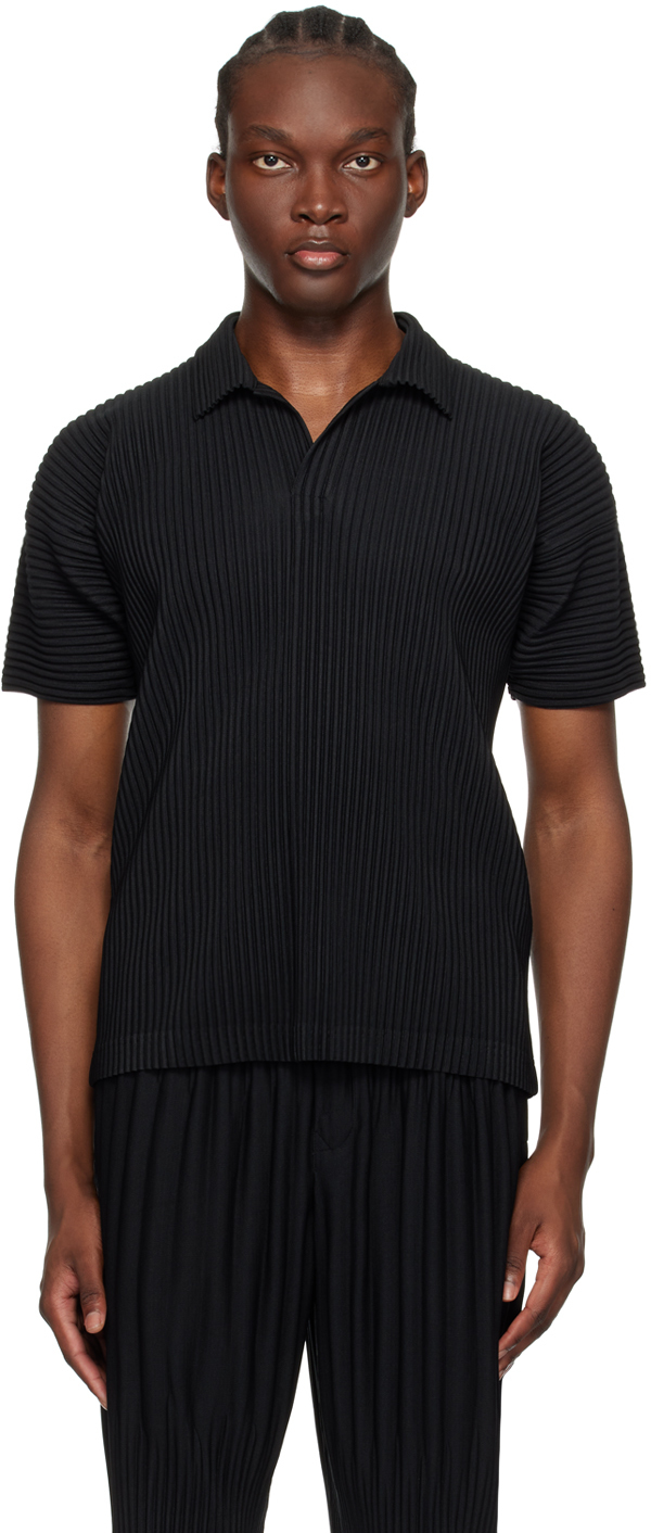 Shop Issey Miyake Black Basics Polo In 15-black