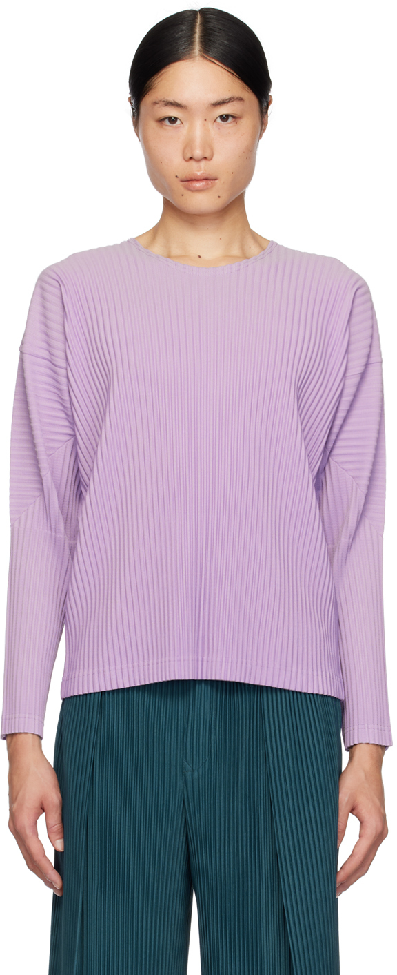 Shop Issey Miyake Purple Dolman Long Sleeve T-shirt In 82-lilac Purple