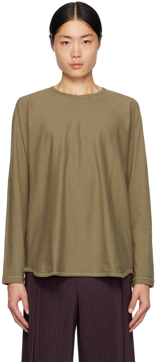 Issey Miyake Khaki Release-t 2 Long Sleeve T-shirt In 65-khaki
