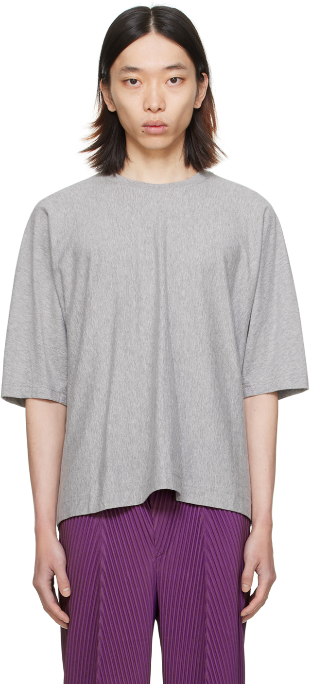 Shop Issey Miyake Gray Release-t Basic T-shirt In 12-gray