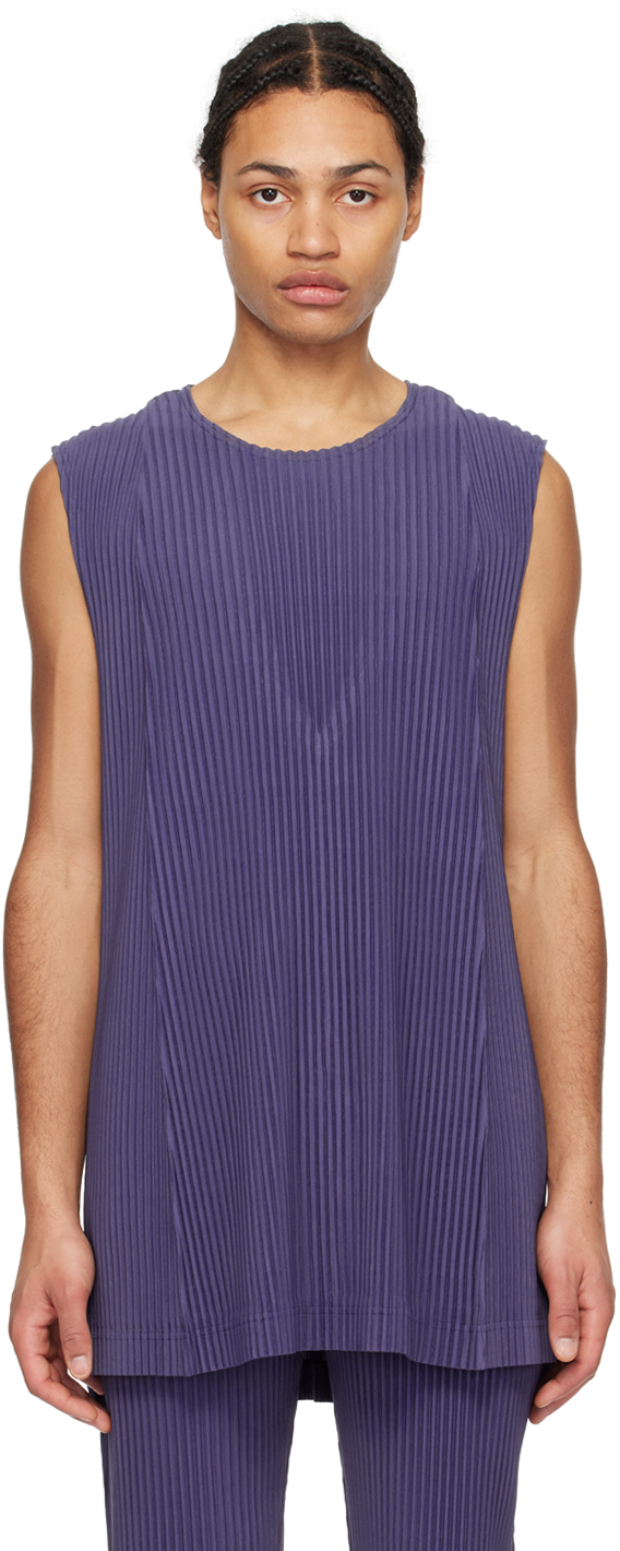 Shop Issey Miyake Navy Monthly Color February Tank Top In 76-blue Charcoal