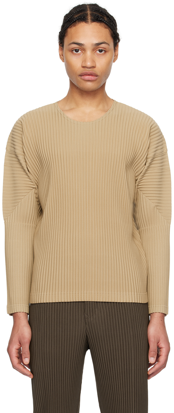 Shop Issey Miyake Beige Monthly Color February Long Sleeve T-shirt In 42-cinnamon Beige
