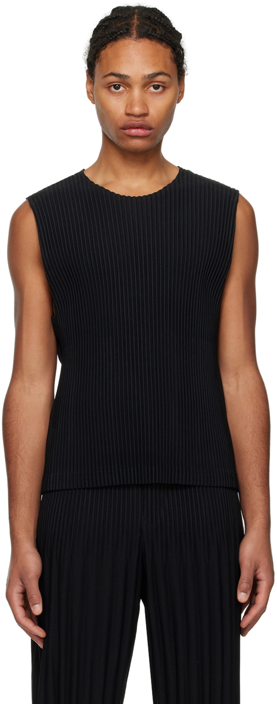 HOMME PLISSÉ ISSEY MIYAKE Black Tailored Pleats 2 Tank Top | Smart Closet