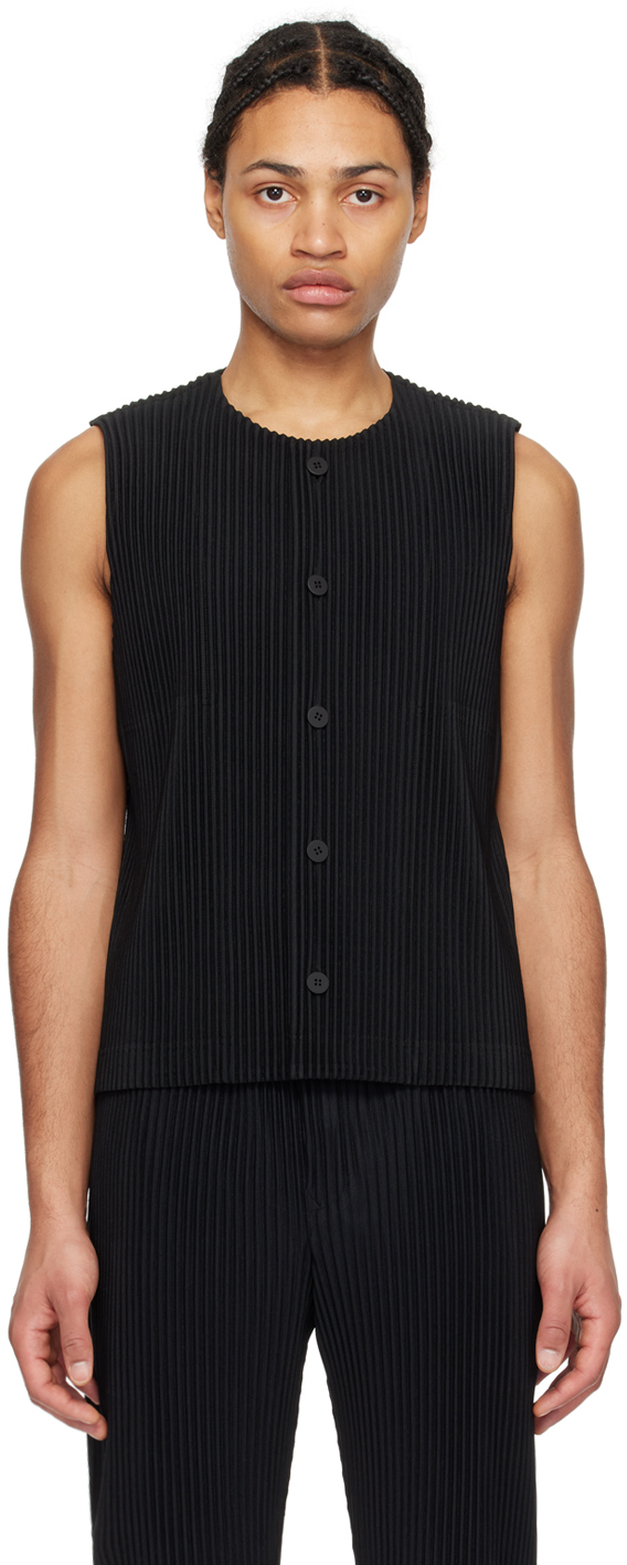 Shop Issey Miyake Black Tailored Pleats 1 Vest In 15-black