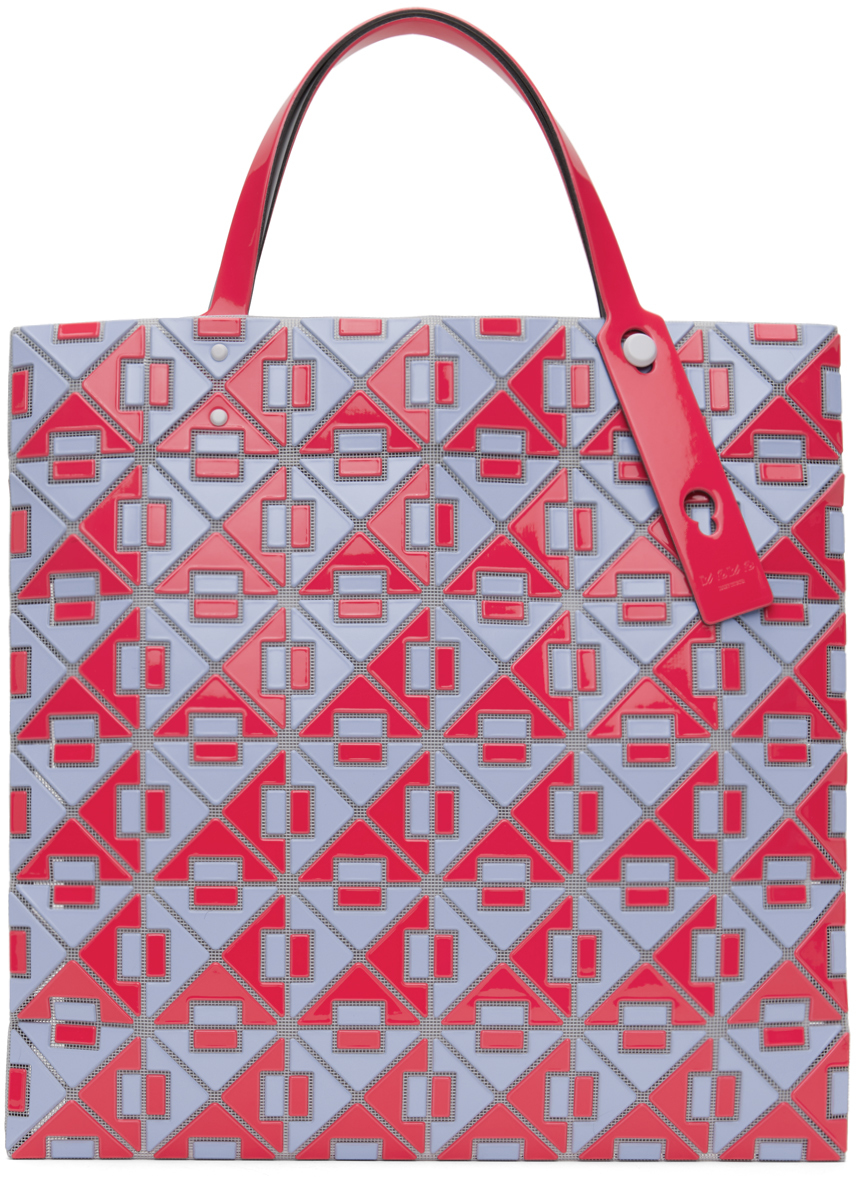 Shop Bao Bao Issey Miyake Red & Blue Connect 6x6 Tote In 27 Red X Ice Blue