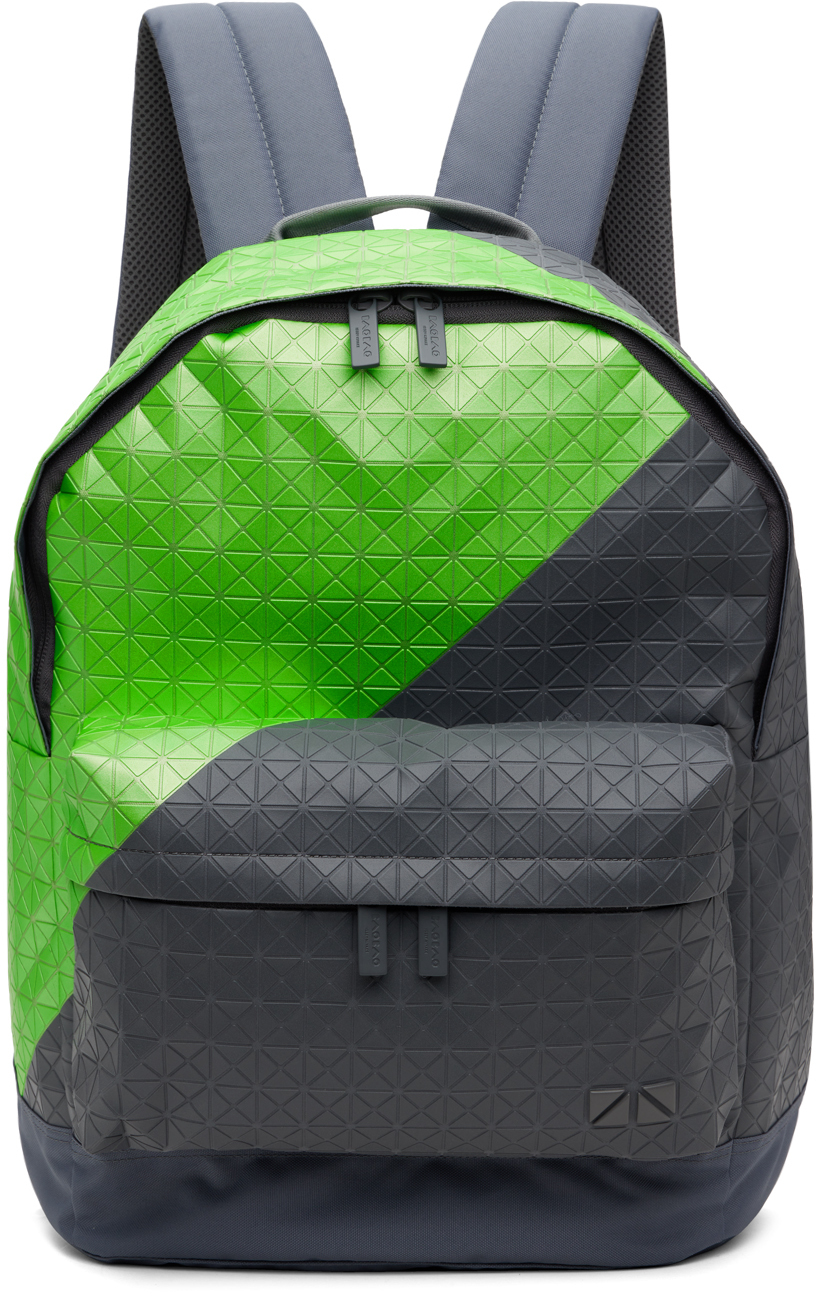 Shop Bao Bao Issey Miyake Gray & Green Daypack Backpack In 61-lt.green
