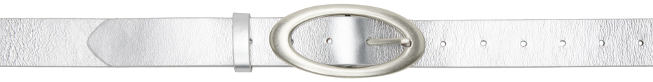 Open Yy Silver Oval Buckle Belt In Metallic