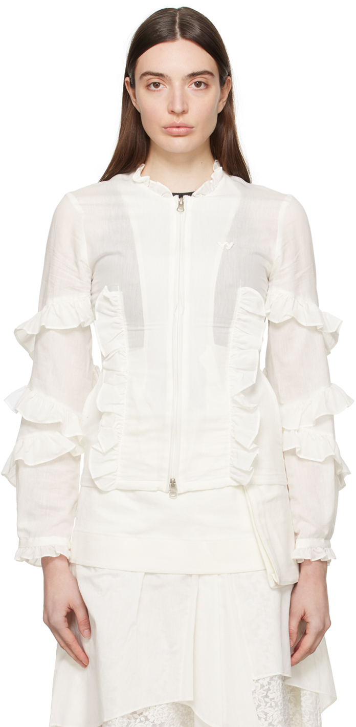 Open Yy White Frill Shirt In Ivory