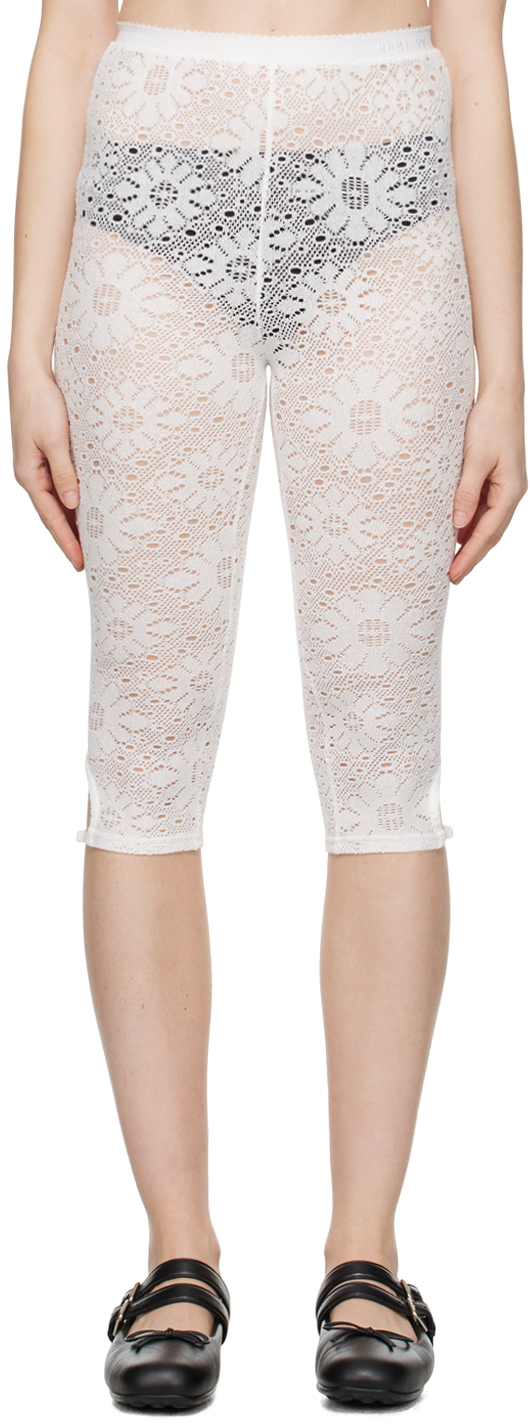 White Floral Leggings