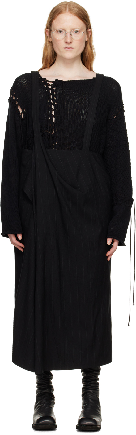 Black Drape Midi Skirt