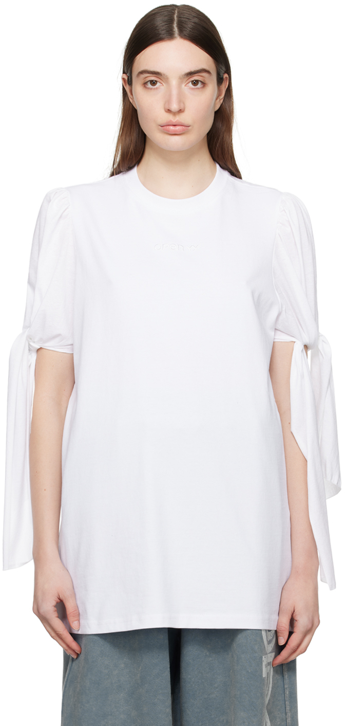 Open Yy White Knotted T-shirt