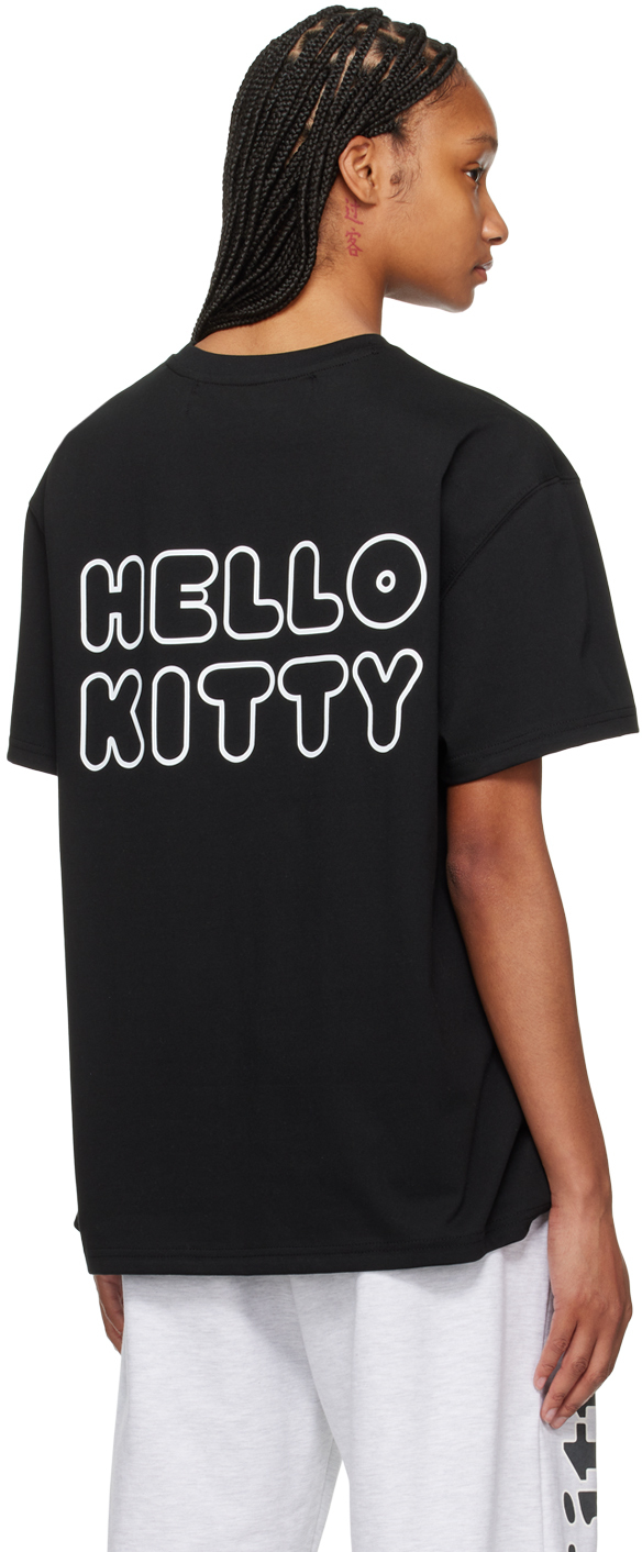 【OPEN YY】 SLOGAN GRAPHIC TOP BLACK Black Jacquard T-Shirt by OPEN YY on Sale