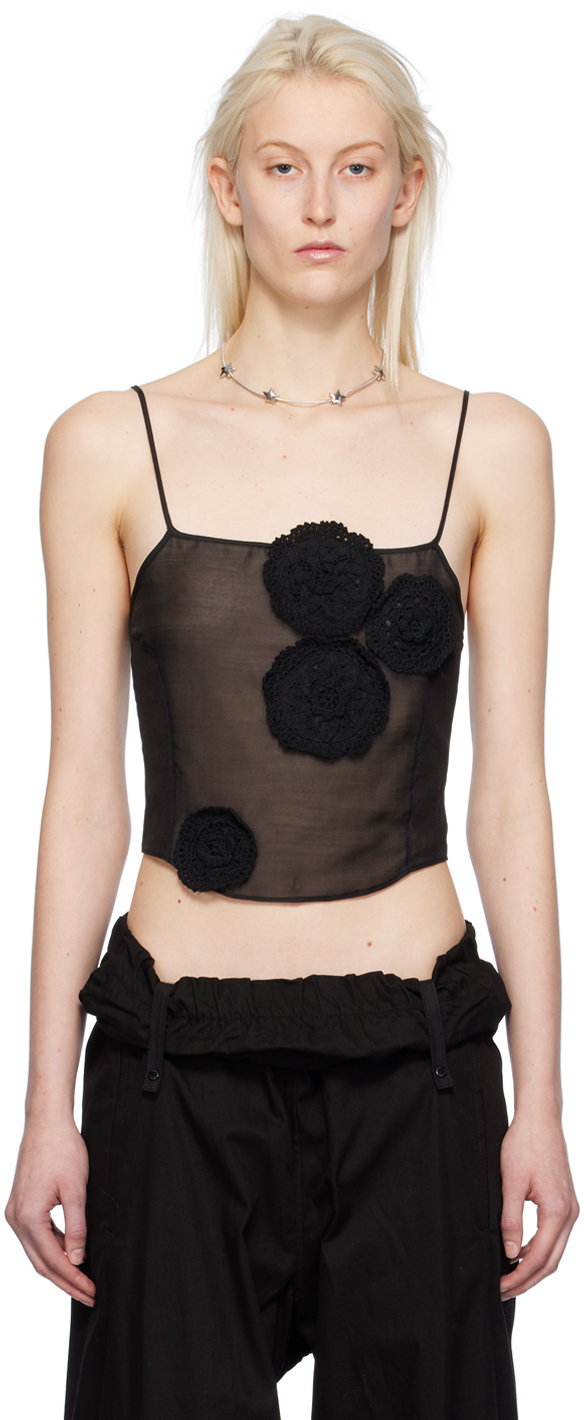 Off-White Flower Appliqué Camisole