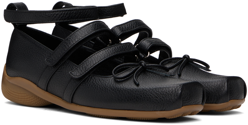 OPEN YY BLACK STRAP BALLERINA FLATS 