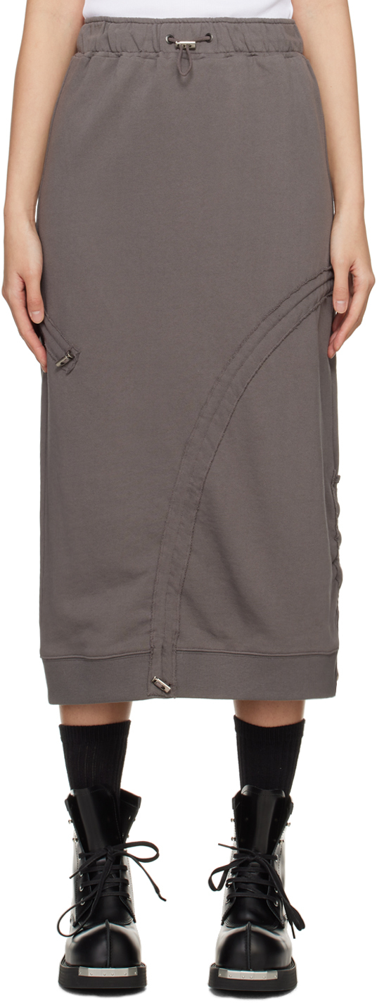 Lesugiatelier Gray Adjustable Midi Skirt In Dark Grey