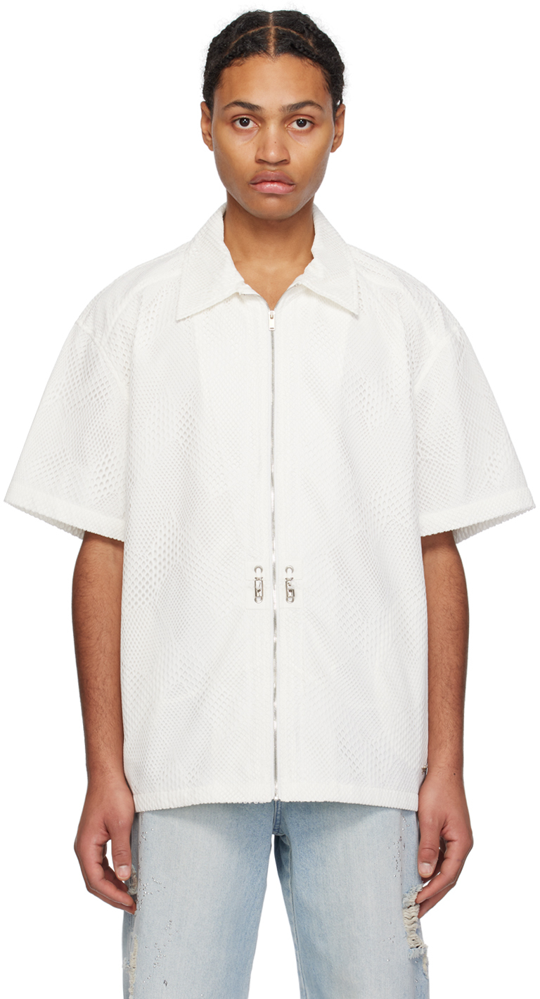 Lesugiatelier White Mesh Overlay Shirt