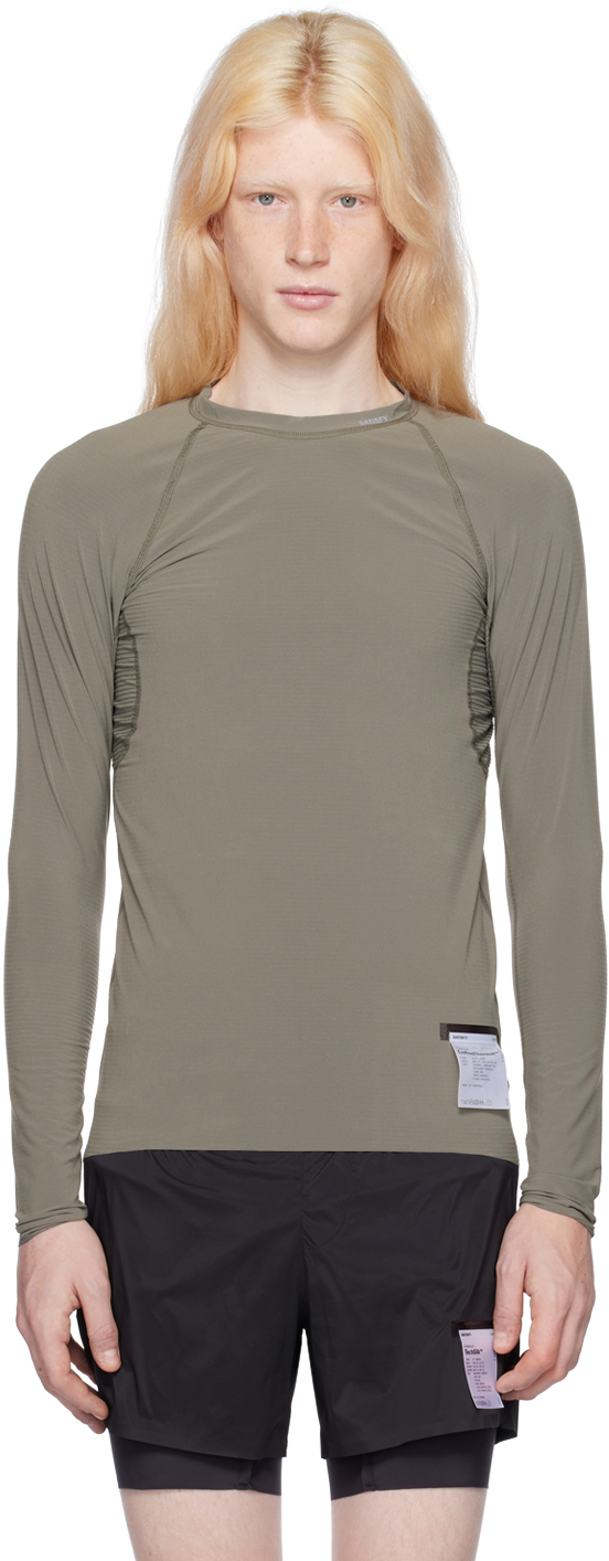 Satisfy Taupe Base Layer Long Sleeve T-shirt In Dark Natural