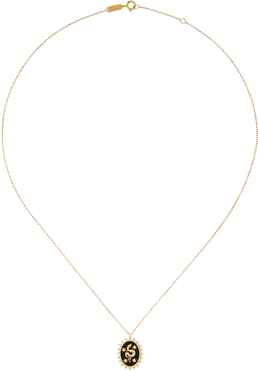 Adina Reyter Gold Ceramic & Diamond Dragon Necklace In 14k Yellow Gold