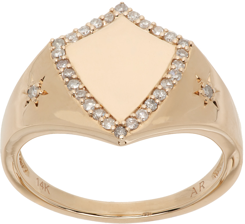 Adina Reyter 14k Yellow Gold Diamond Signet Ring