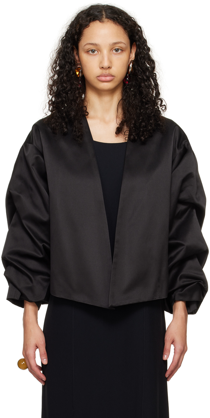 Black Crinkled Sleeve Jacket