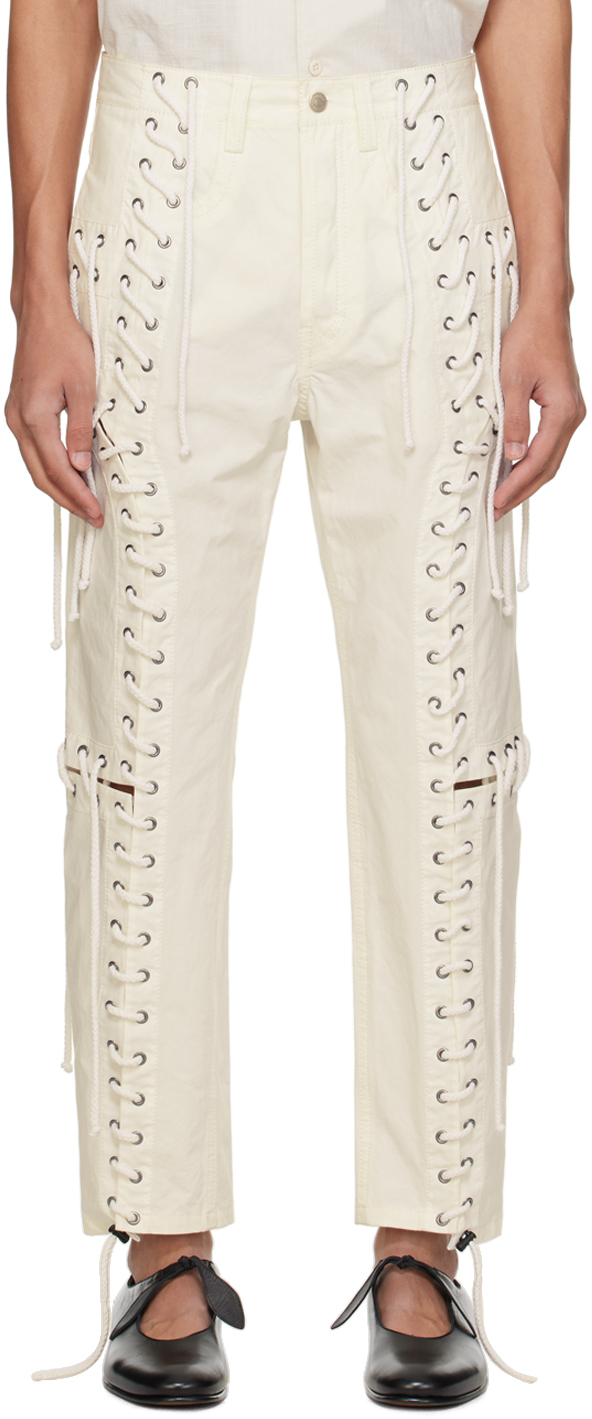 Shop Craig Green White Lace-up Trousers