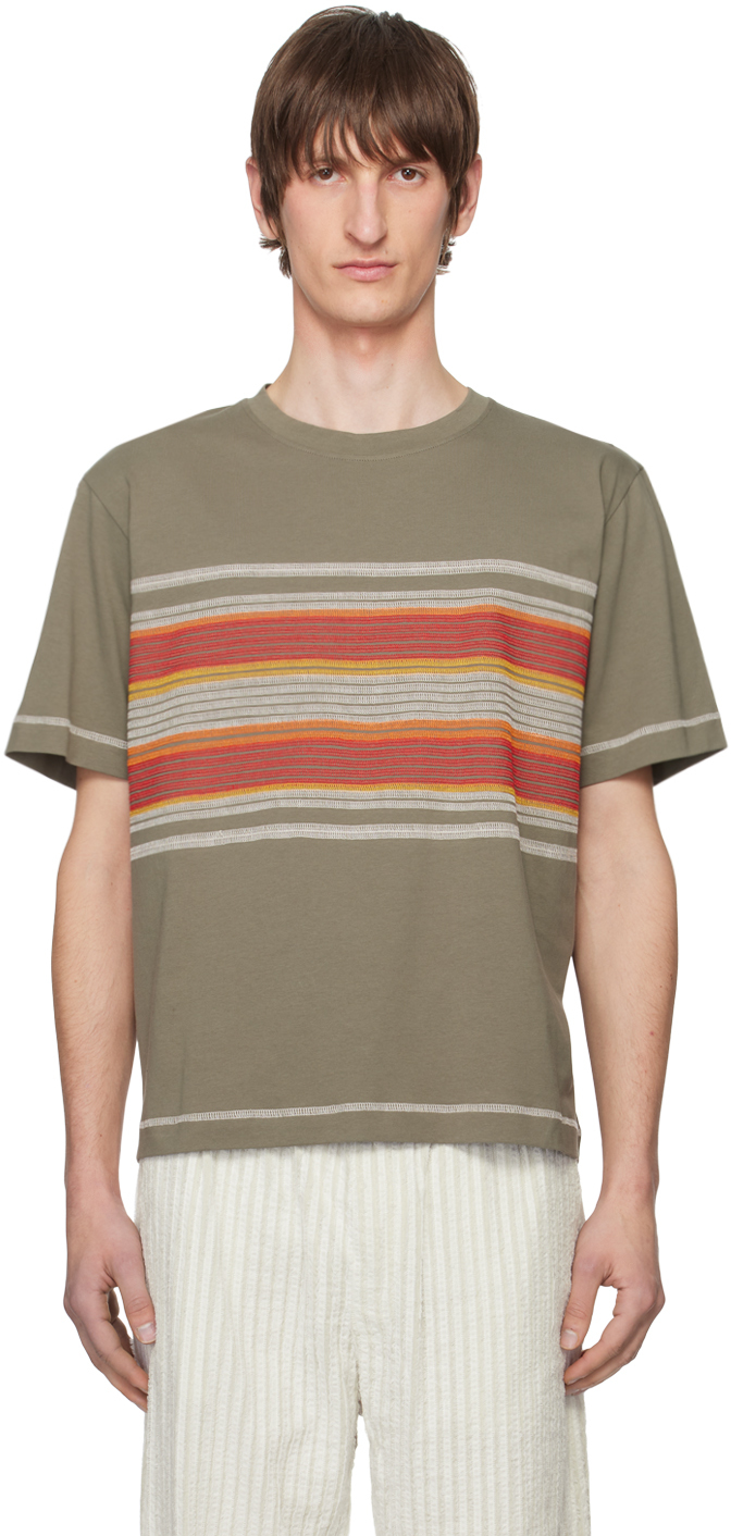 Khaki Flatlock Stripe T-Shirt