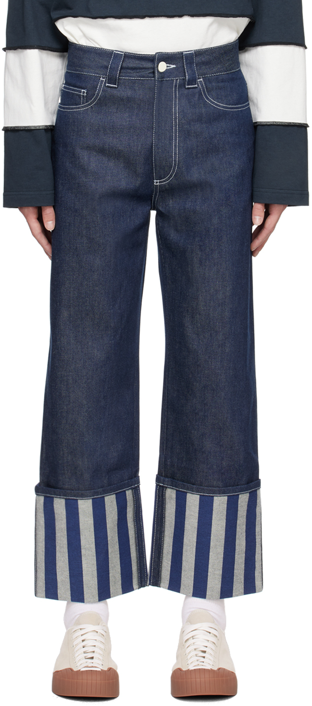 Sunnei Navy Bellidentro Jeans In 7943 Raw Electric Bl