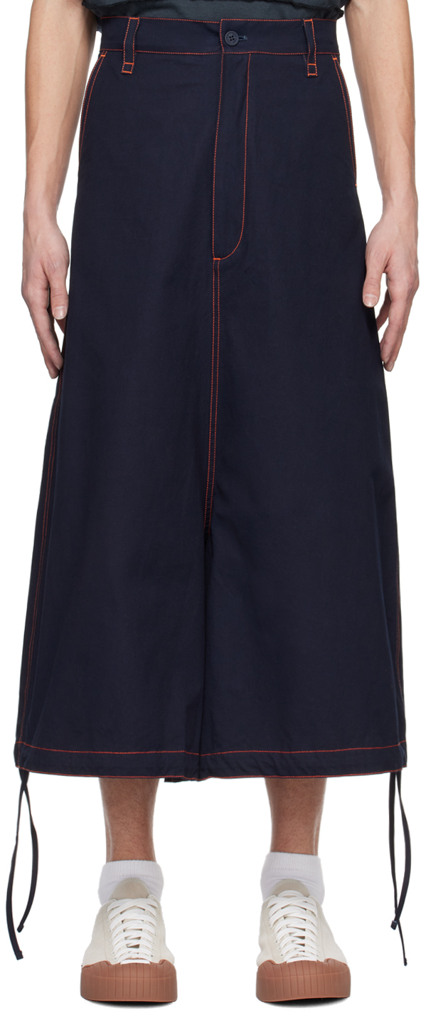 Sunnei Navy Cavallo Trousers In 7758 Mid Washed Deni