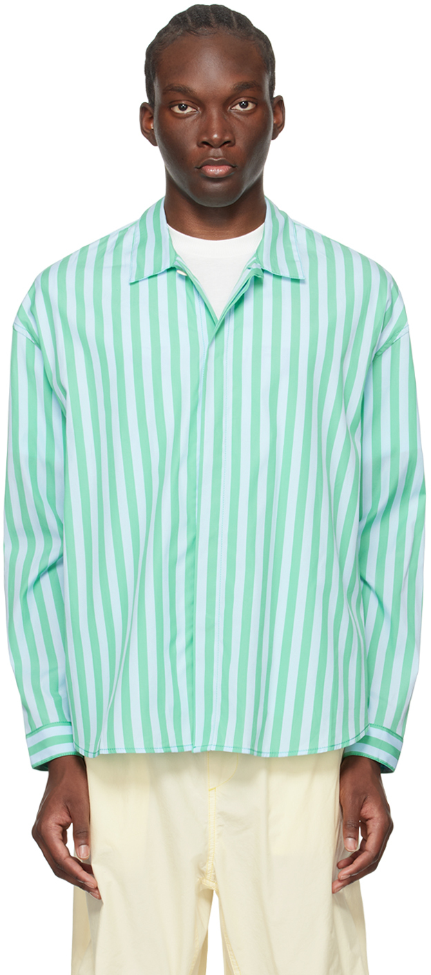 Green & Blue Striped Shirt