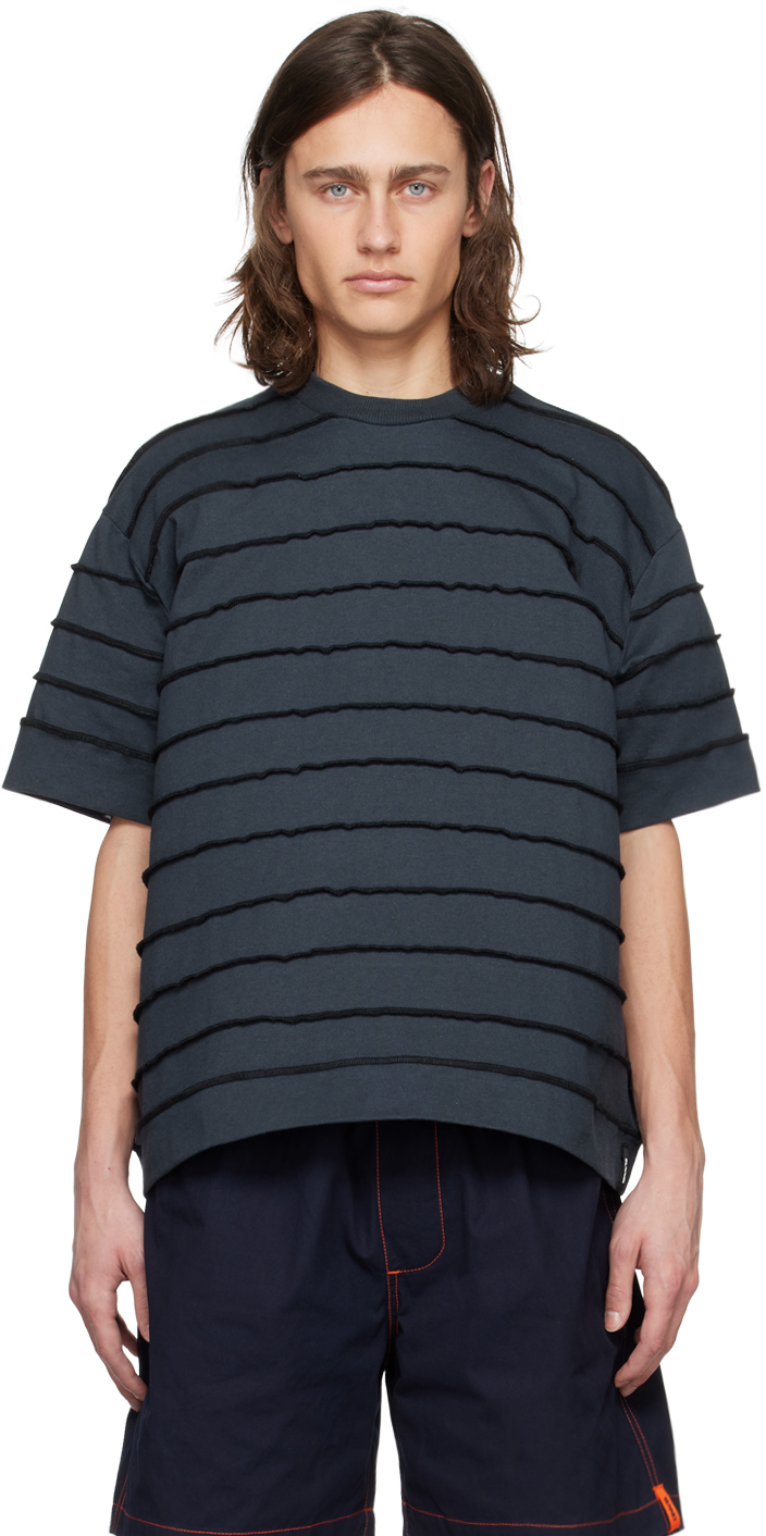 Sunnei Navy Striped T-shirt In 7941 Blu