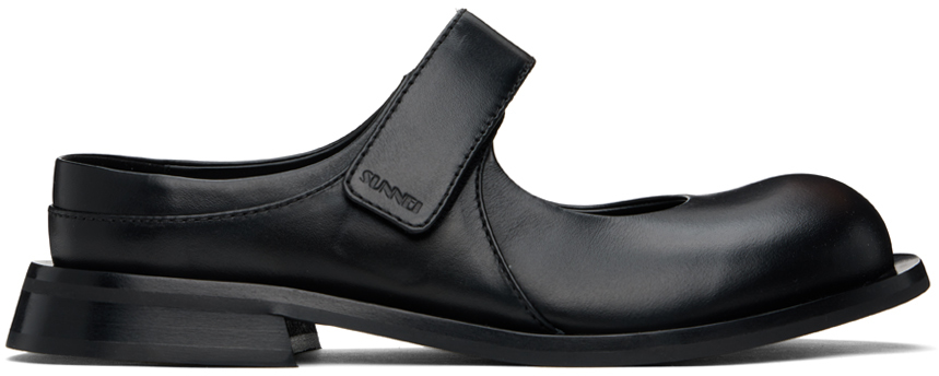 Shop Sunnei Black Form Marg Sabot Loafers In 001 Black