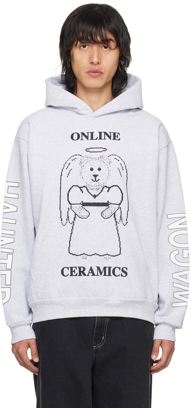 Online Ceramics Ssense Exclusive Grey Angel Bear Hoodie In Ash