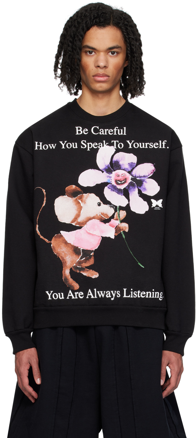 Shop Online Ceramics Black 'you Are Always Listening' Sweatshirt In Off-black