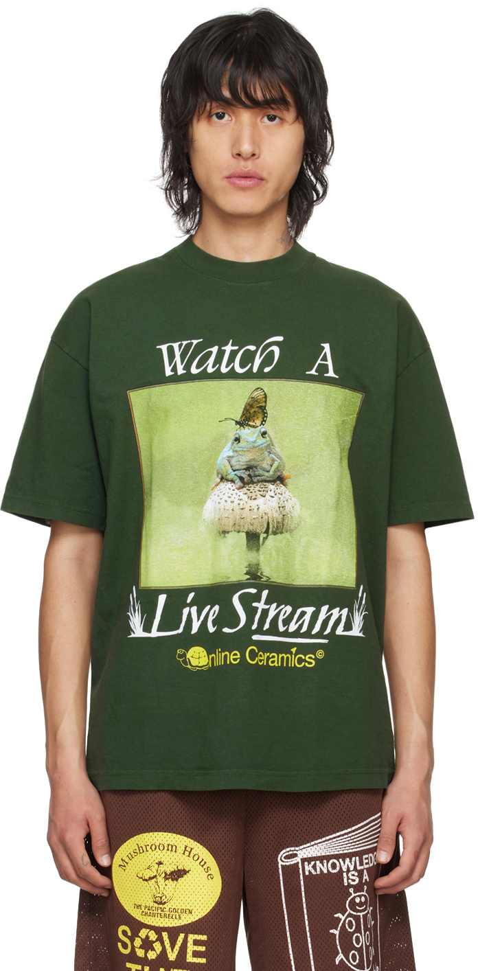 Online Ceramics Green 'watch A Live Stream' T-shirt In Ivy