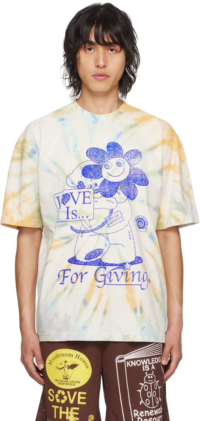 Online Ceramics Multicolor 'love Is For Giving' T-shirt In Hand Dyed Tie-dye