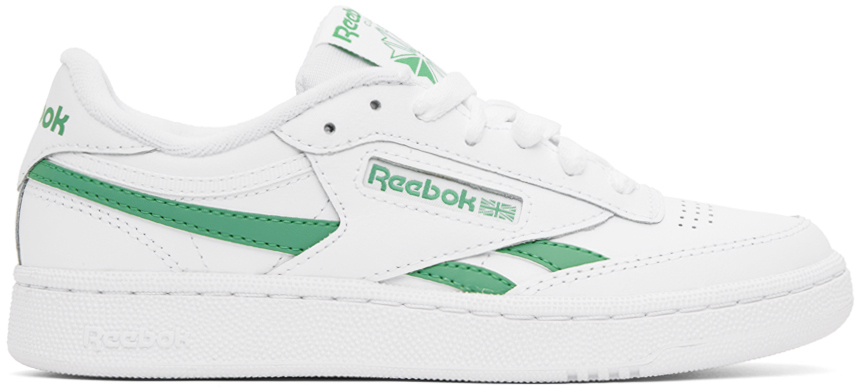 Shop Reebok White & Green Club C Revenge Sneakers In Ftwwht/spogre/ftwwht