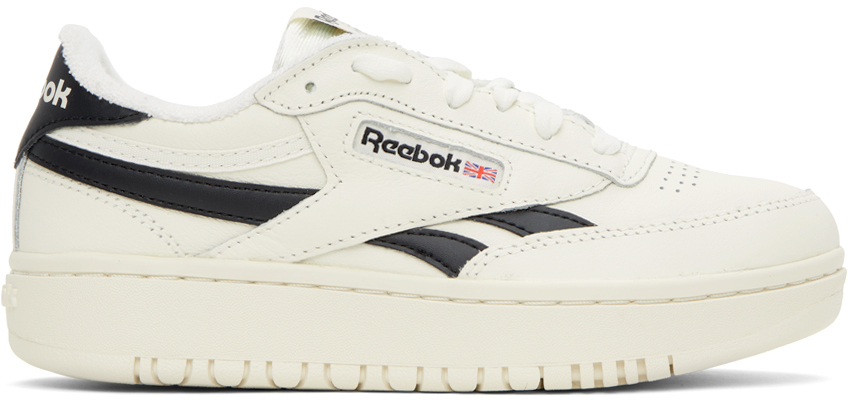Shop Reebok Off-white & Black Club C Double Sneakers In Chalk/cblack/chalk