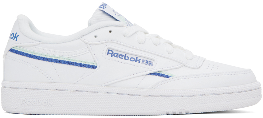 Shop Reebok White Club C 85 Vegan Sneakers In White/stepur/aqudus