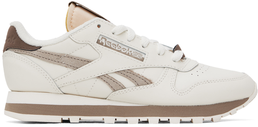 Shop Reebok White & Taupe Classic Leather 1983 Sneakers In Chalk/ash/utibro