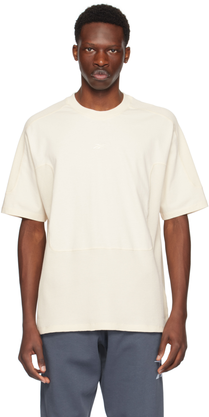 Reebok Off-white Training T-shirt In Waffle Pattern White