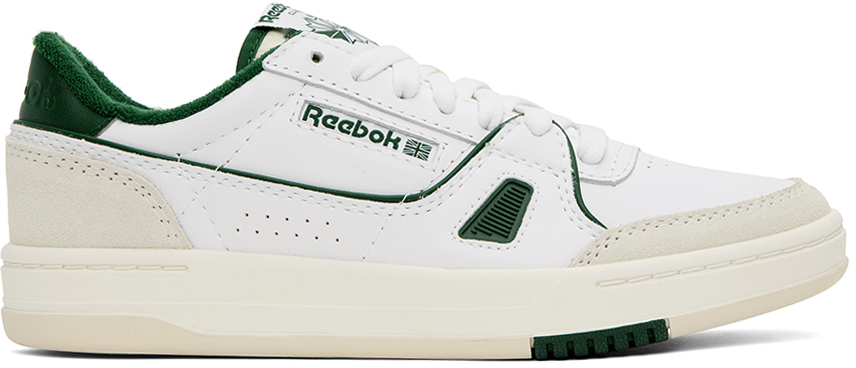 Reebok White & Green Lt Court Sneakers In White/chalk/drkgrn