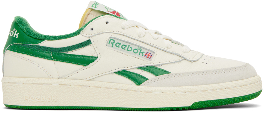 Shop Reebok Off-white & Green Club C Revenge Sneakers In Chalk/papwht/glegrn