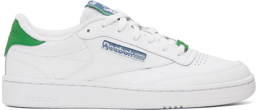 Reebok White & Green Club C 85 Sneakers In White/sport Green/bl